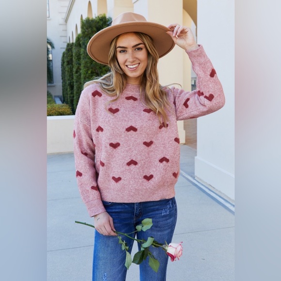 Cozy Love Long Sleeve Heart Sweater - Picture 3 of 7